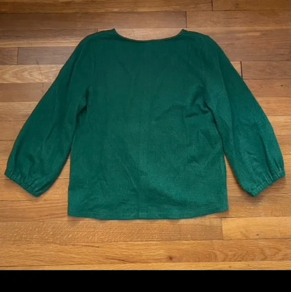NWT MADEWELL TEXTURE&THREAD FULL SLEEVE DEEP GREEN V-NECK BLOUSE SIZE SMALL - Picture 5 of 9